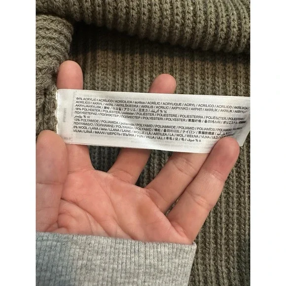 MNG Buttons Detail Knit Sweater Olive Green Khaki SIZE L - Picture 9 of 16